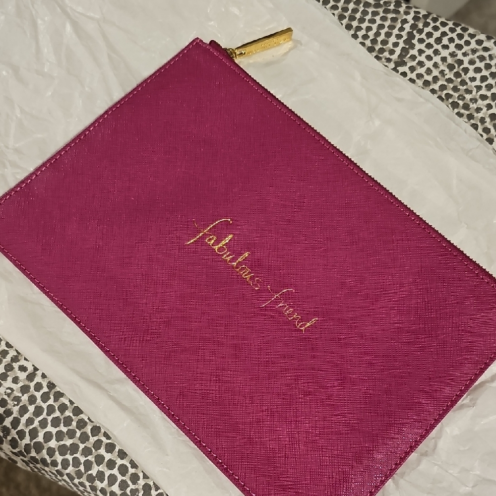 Stylish Pink Clutch with Gold Lettering
